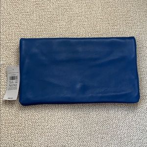 NWT Ann Taylor Navy leather clutch